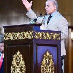 Prime Minister Muhammad Shehbaz Sharif addressing the launching ceremony of the National Program for Solarization of Agricultural Tubewells