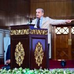 Prime Minister Muhammad Shehbaz Sharif addressing the launching ceremony of the National Program for Solarization of Agricultural Tubewells