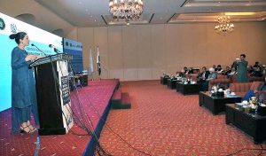 Mushaal Hussein Mullick, Special Assistant to Prime Minister on Human Rights and Women Empowerment addressing during National Conference of Service Providers Gender Based Violence: From Legislation to Implementation