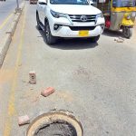 A view of open the main hole at Qasimabad road need the attention of concerned authorities