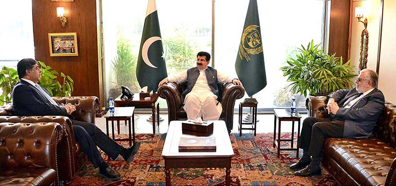 Caretaker Federal Minister for Commerce & Industries, DR. Gohar Ejaz calling on Chairman Senate, Muhammad Sadiq Sanjrani at Parliament House