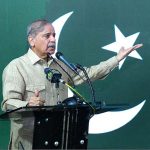 Prime Minister Muhammad Shehbaz Sharif addressing a ceremony to inaugurate Barakahu Bypass