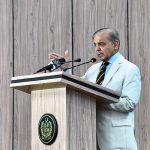 Prime Minister Muhammad Shehbaz Sharif addressing the launching ceremony of Prime Minister’s Health Program for journalists, media workers, artists and technical resource workers