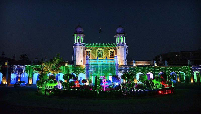 District Council chowk is decorated with the lights in celebration of Independence Day