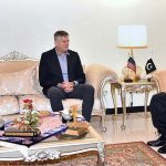 US Congressman Darlin Lahood accompanied by US Ambassador Donald Blome exchanging views with Chairman Senate, Muhammad Sadiq Sanjrani
