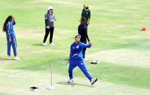 Girls participating in PCB Women Talent Hunt Trials 2023-24 at Inzamam ul Haq High Performance Center