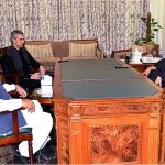 Caretaker Chief Minister Balochistan Mir Ali Mardan Khan Domki meeting with Caretaker Provincial Minister Capt(R) Zubair Jamali.