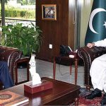 Dr. Muhammad Faisal, High Commissioner- designate to United Kingdom calling on Chairman Senate, Muhammad Sadiq Sanjrani at Parliament House