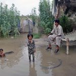 Flood water entered houses in kacha area at Saharash Nagar near Indus river