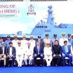 Prime Minister Muhammad Shehbaz Sharif, Turkiye's Vice President Cevdet Yilmaz and other dignitaries in a group photo at the launching ceremony of Pakistan's 4th MILGEM Corvette "PNS Tariq"