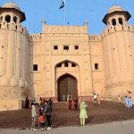 Families visiting Shahi Qilla during Sunday holiday in the Provincial Capital