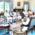 A delegation of Jamiat Ulema-e-Islam led by Senator Maulana Abdul Ghafoor Haideri called on caretaker Prime Minister Anwaar-ul-Haq Kakar.