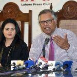Head of corporate and governance Macquarie University Sydney, Australia, Dr. Rahat Munir along with Senior Country Manager (South Asia and Middle East) • Macquarie University Rumla Tahir told the future educational scholorship plans at the press club