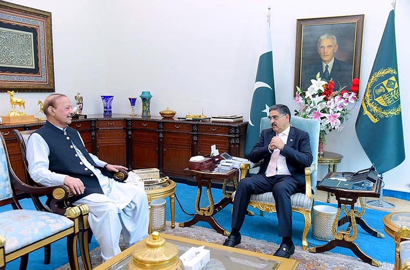 President Azad Jammu and Kashmir Barrister Sultan Mehmood Chauhdary calls on Caretaker Prime Minister Anwaar-ul-Haq Kakar