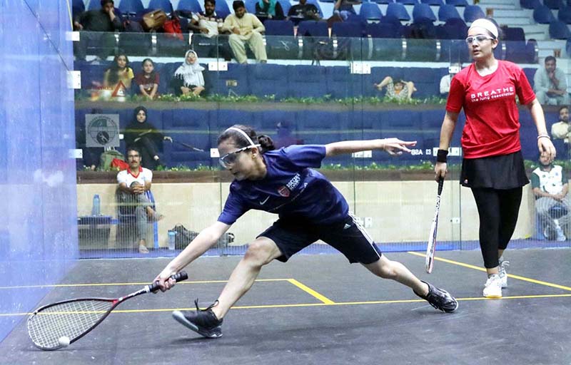Players in action during 1st Asian junior super series organized by Pakistan Squash Federation at Mushaf Squash Complex