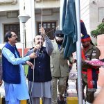Speaker Punjab Assembly Muhammad Sabatin Khan hoisting Flag of Pakistan on the occasion of 77th Independence Day celebration