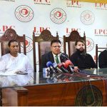 Former Provincial Minister Ijaz Alam Augustin, Samson Salamat, along with his colleagues are holding a press conference on the Jaranwala incident at the press club