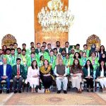 President Dr Arif Alvi in a group photo with the members of Pakistan Special Olympics Team, who participated in Berlin Special Olympics, at Aiwan-e-Sadr