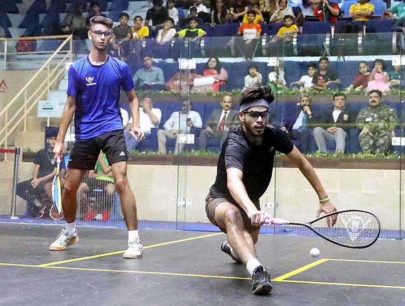 Players in action during 1st Asian junior super series organized by Pakistan Squash Federation at Mushaf Squash Complex