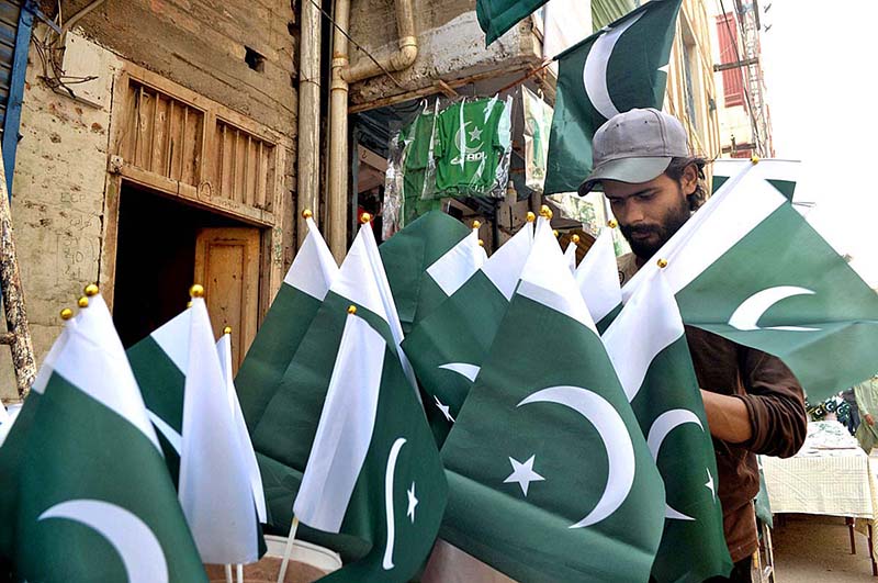 Vendor selling flags and other stuff related to Independent Day at Jail Road