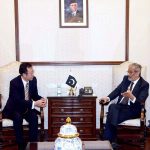Caretaker Sindh Chief Minister Justice (Retd) Maqbool Baqar meets with new Consul General of China Mr. Yang Yundong here at CM House.