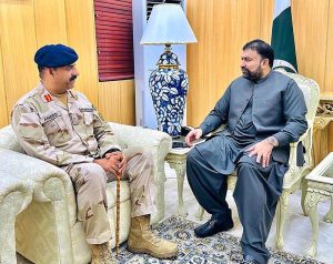 DG Anti-Narcotics Force Major General Muhammad Aniq Ur Rehman Malik calls on Caretaker Federal Minister for Interior and Anti-Narcotics Sarfraz Ahmad Bugti