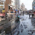A view of dirty polluted waste water stands in the Vegetable Market creating environmental problems and needs the attention of concerned authorities