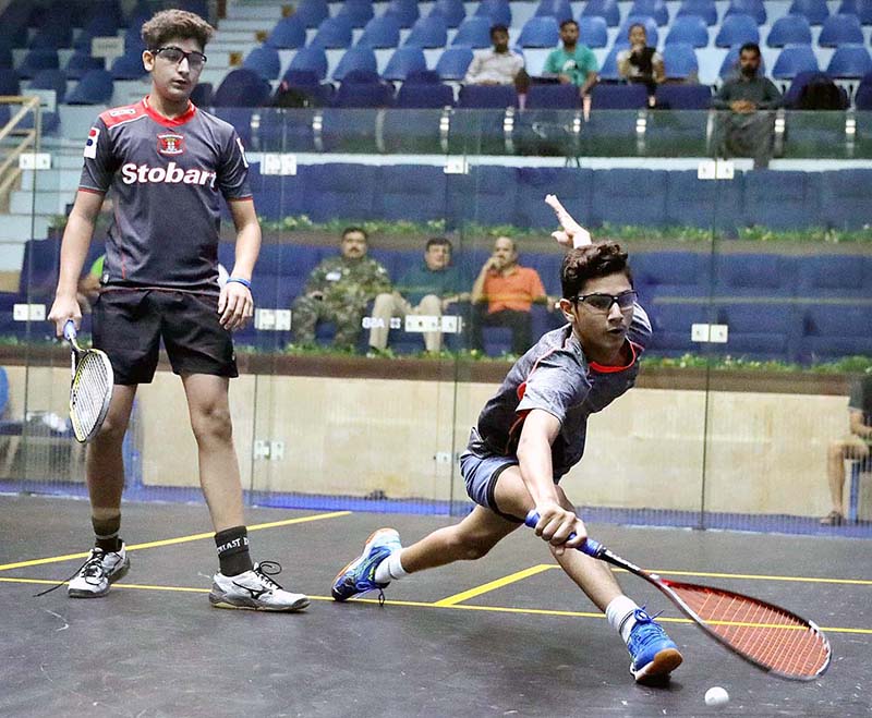 Players in action during 1st Asian junior super series organized by Pakistan Squash Federation at Mushaf Squash Complex