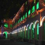 Railway Headquarters building is beautifully illuminated with lights on the occasion of 77th Independence Day celebration