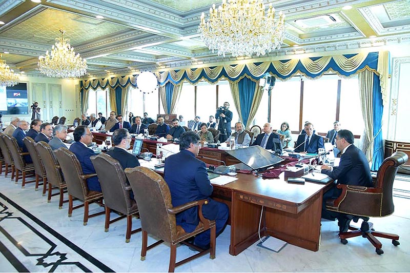 Caretaker Prime Minister Anwaar-ul-Haq Kakar chairs the first meeting of the Federal Cabinet