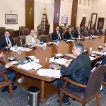 Caretaker Chief Minister Justice (Retd) Maqbool Baqar presides over a meeting of the Labour Department at CM House
