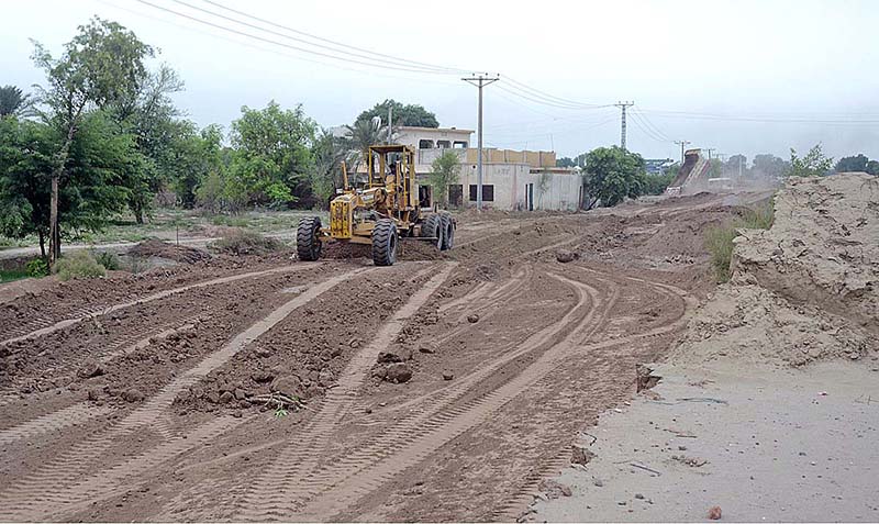 Machinery being used for extension work of Head Muhammad wala road during the development work in the city