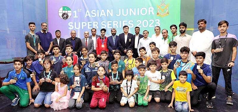 Players in action during 1st Asian junior super series organized by Pakistan Squash Federation at Mushaf Squash Complex