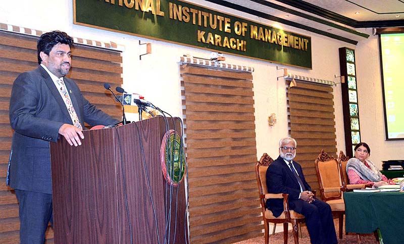 Governor Sindh, Muhammad Kamran Khan Tessori addressing as a Chief Guest of the Graduation Ceremony for the participants of 33rd Senior Management Course at National Institute of Management (NIM)