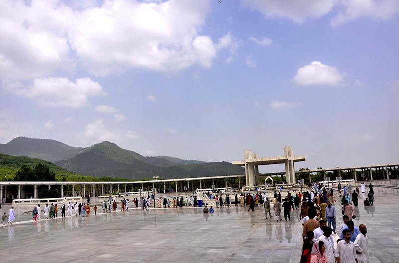 An attractive, eye catching view of thick hovering clouds over Faisal Mosque in Federal Capital