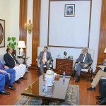 Caretaker Prime Minister Anwaar-ul-Haq Kakar addressing businessmen and owners of small and medium-sized industries