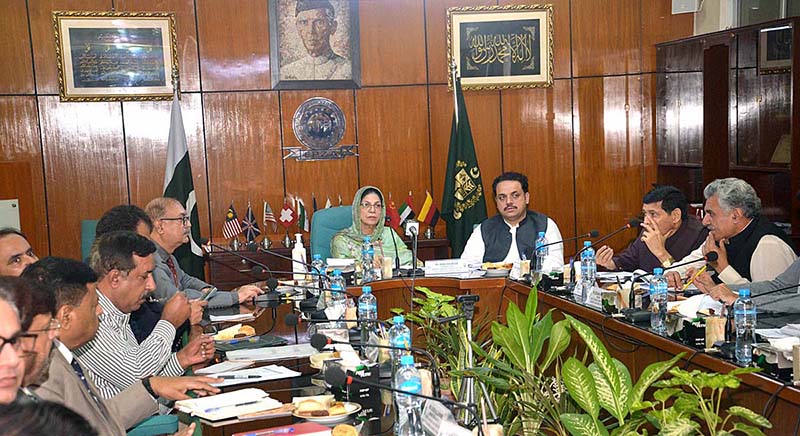 Chairperson Senate Standing Committee on Industries and Production Senator Khalida Ateeb chairing a meeting during visit of Export Processing Zone (EPZ)