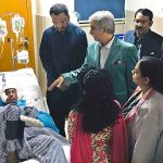 Caretaker Federal Minister for Human Rights Khalil George is visiting the child victim of violence Rizwana in Lahore General Hospita