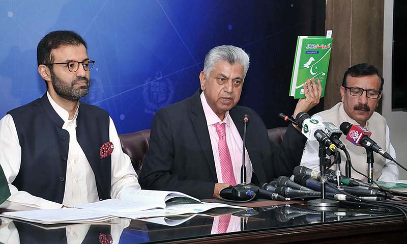 Information Minister Murtaza Solangi and Federal Law Minister Ahmed Irfan Aslam addressing an important press conference at PID Media Center