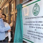 Mayor Karachi Barrister Murtuza Wahab inaugurates the operations of Land Management & Digital Archive System computerized land record at KMC Head Office
