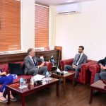 Australian High Commissioner, Neil Hawkins in a meeting with Federal Minister for Law and Justice Ahmad Irfan Aslam