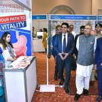 President Dr. Arif Alvi visiting stalls at the Inaugural session of MED-Health Expo and Summit 2023