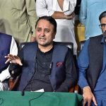 Ex-Chief Minister Gilgit-Baltistan Hafiz Hafeez Ur Rehman addressing a press conference at PMLN Secretariat