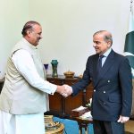 Leader of the Opposition Raja Riaz Ahmad calls on Prime Minister Muhammad Shehbaz Sharif as part of the consultation process for selection of the Caretaker Prime Minister.