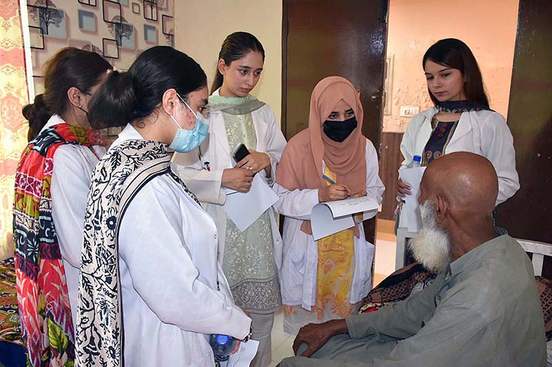 Doctors are examining destitute patients at Sharifan Bibi Free Medical Camp (Shed Trust) at Maskan House