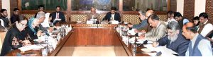 Senator Irfan-Ul-Haque Siddiqui, Chairman Senate Standing Committee On Federal Education & Professional Training presiding over a meeting of the committee at Parliament House