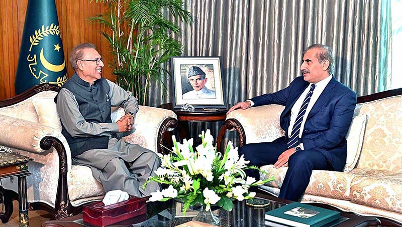 Pakistan's High Commissioner-designate to Malaysia, Syed Ahsan Raza Shah, calls on President Dr. Arif Alvi at Aiwan-e-Sadr