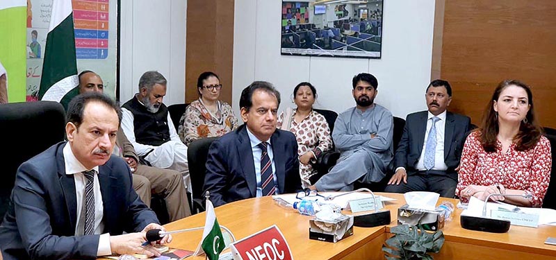 Care taker Federal Health Minister Dr. Nadeem Jan chaired high level meeting regarding Polio in National Emergency Polio Centre