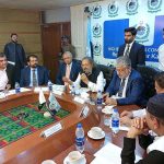 Caretaker Federal Minister for Education and Professional Training Madad Ali Sindhi chairing a meeting with vice chancellors of public sector universities of Sindh at Higher Education Commission's Regional Office