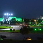 The Parliament House and Presidency building is decorated with the lights in celebration of Independence Day